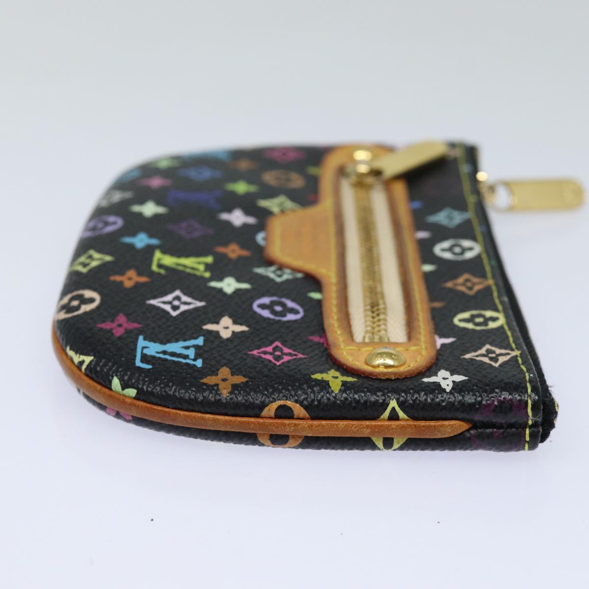 LOUIS VUITTON Multicolor Pochette MM Coin Purse Black M60031 LV Auth 84889