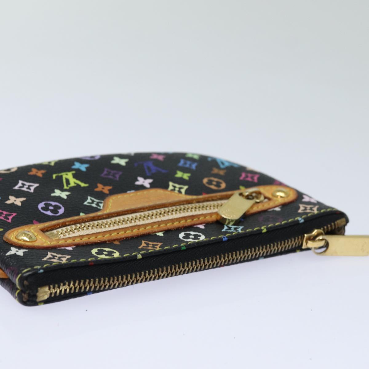 LOUIS VUITTON Multicolor Pochette MM Coin Purse Black M60031 LV Auth 84889