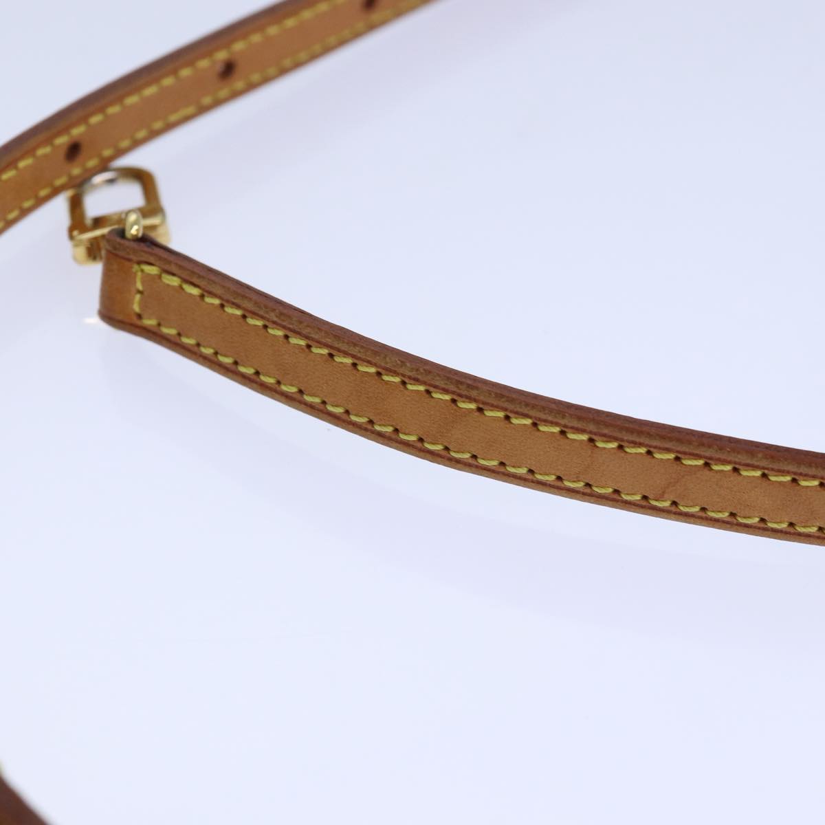 LOUIS VUITTON Adjustable Shoulder Strap Leather 37.4""-44.9"" Beige Auth 84900