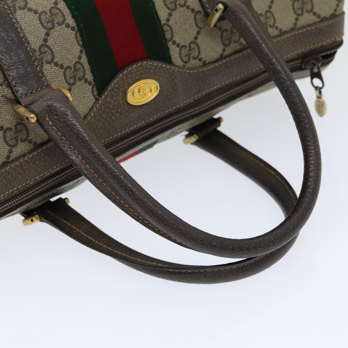 GUCCI GG Supreme Web Sherry Line Boston Bag PVC Beige Red 40 02 007 Auth 84924