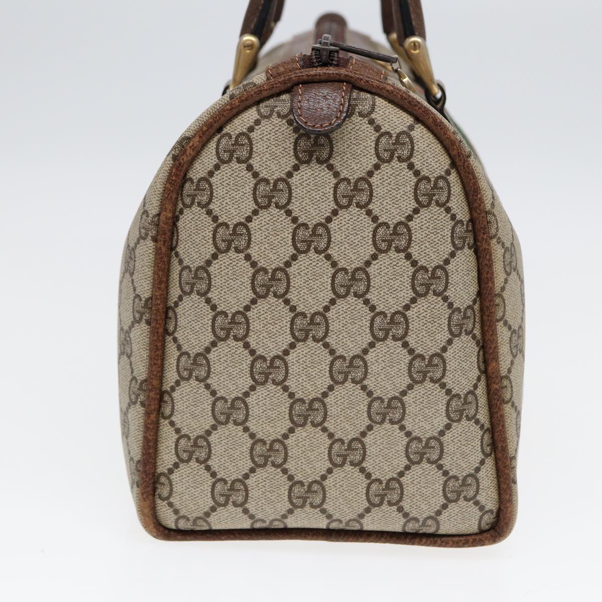 GUCCI GG Supreme Web Sherry Line Boston Bag PVC Beige 012 3842 33 39 Auth 84925