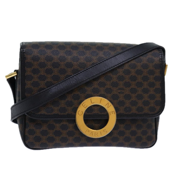 CELINE Macadam Canvas Umhängetasche PVC Leder Schwarz Auth 84935