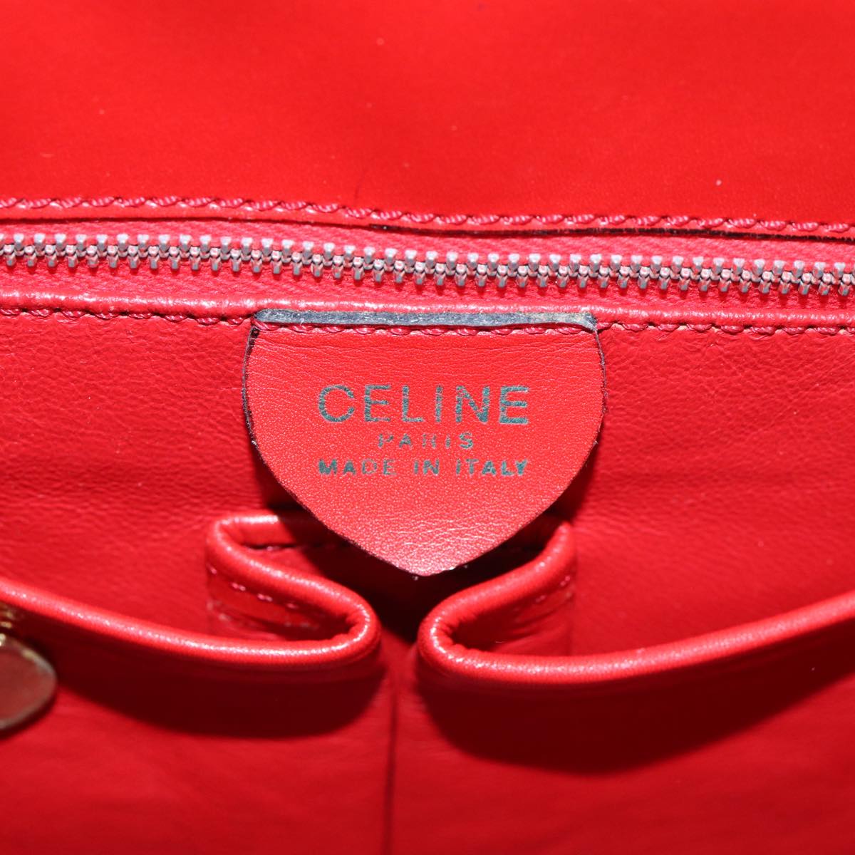 CELINE Shoulder Bag Leather Red Auth 84936