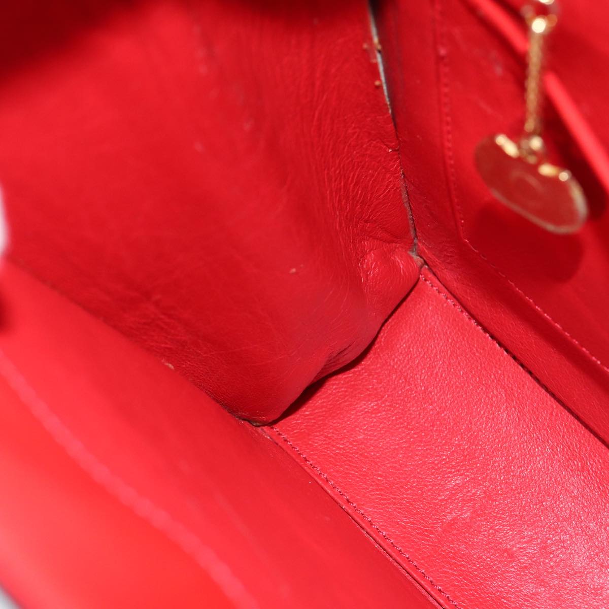 CELINE Shoulder Bag Leather Red Auth 84936