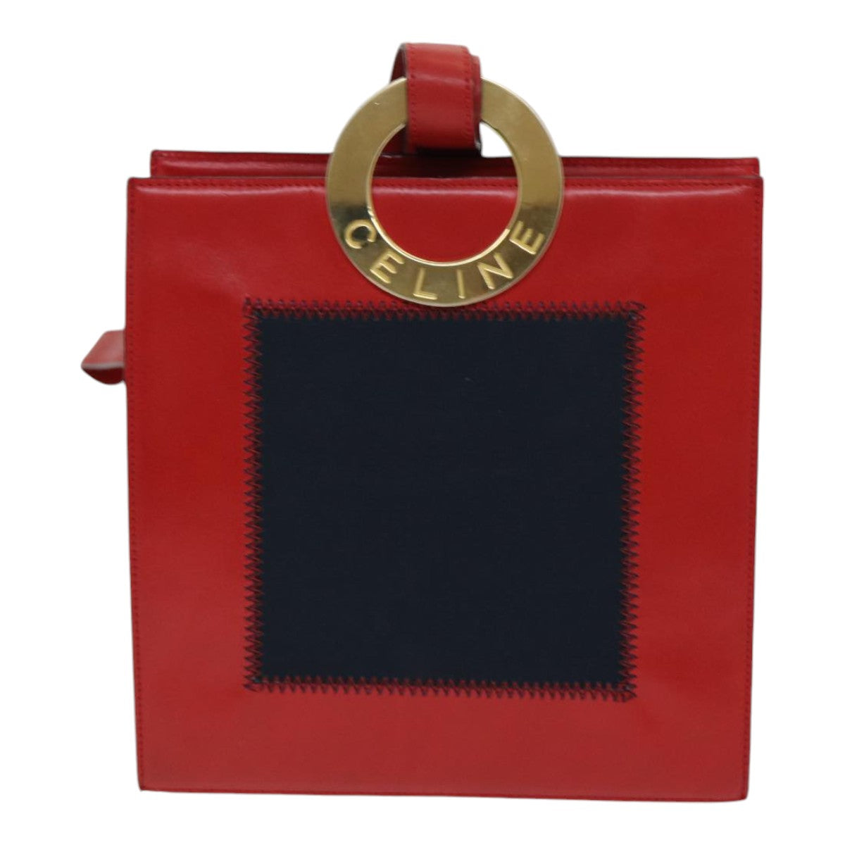 CELINE Shoulder Bag Leather Red Auth 84936