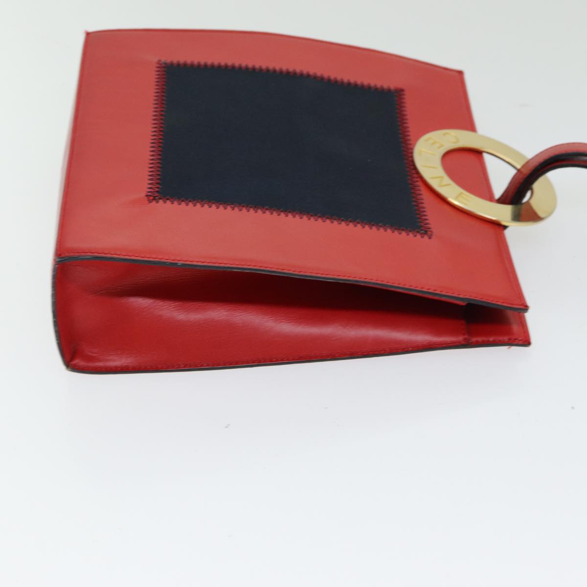 CELINE Shoulder Bag Leather Red Auth 84936