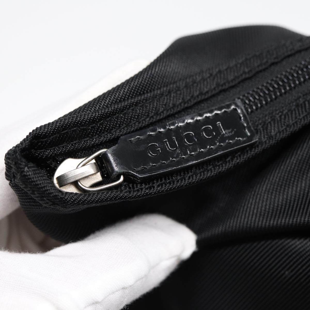 GUCCI Boston Bag Nylon Black 012 0388 Auth 84943