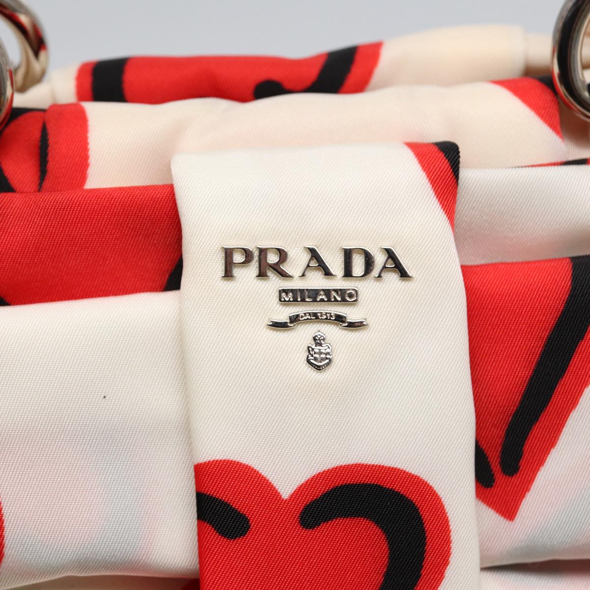 PRADA Hand Bag Nylon 2way White Red Auth 84945