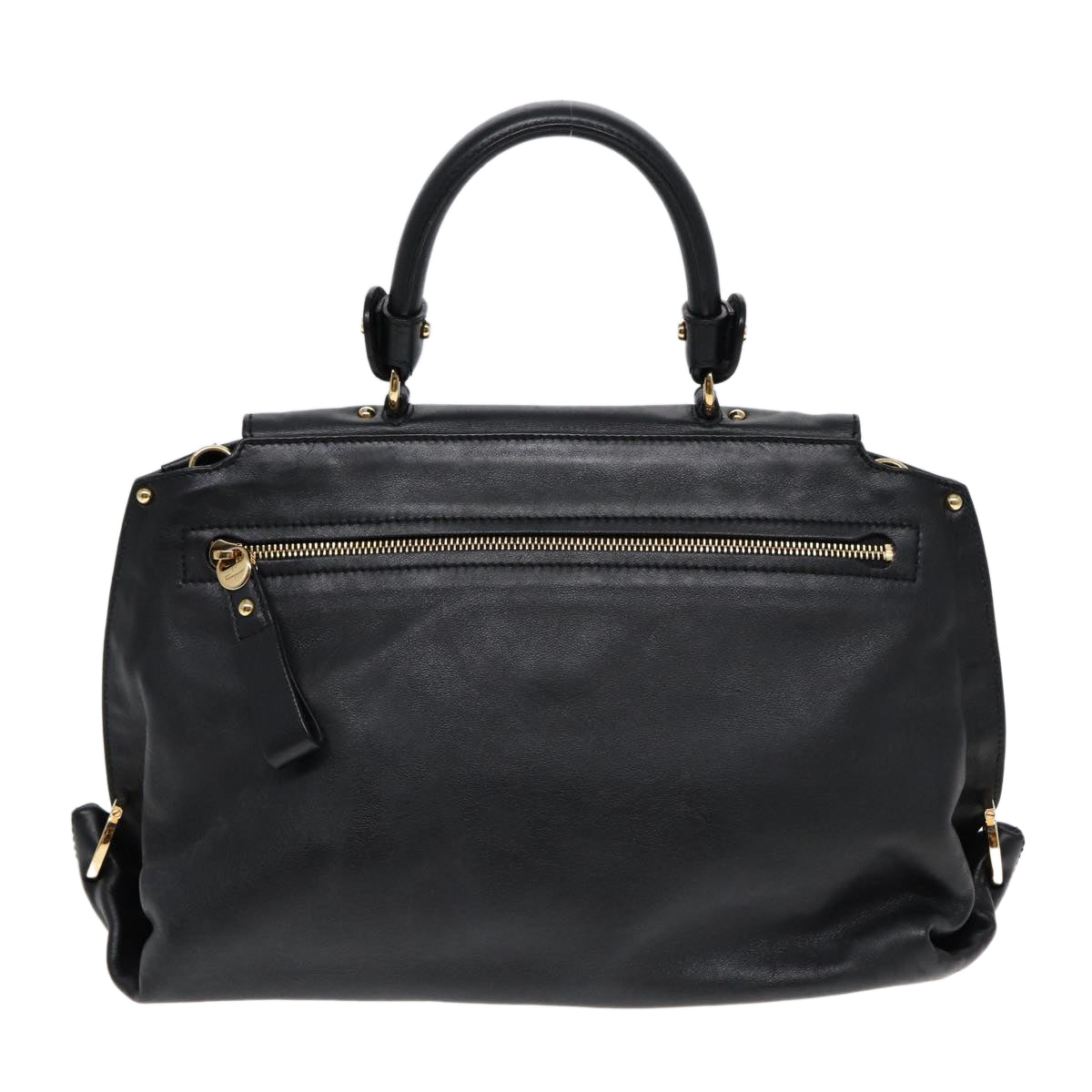 Salvatore Ferragamo Gancini Sofia Hand Bag Leather 2way Black Auth 84948