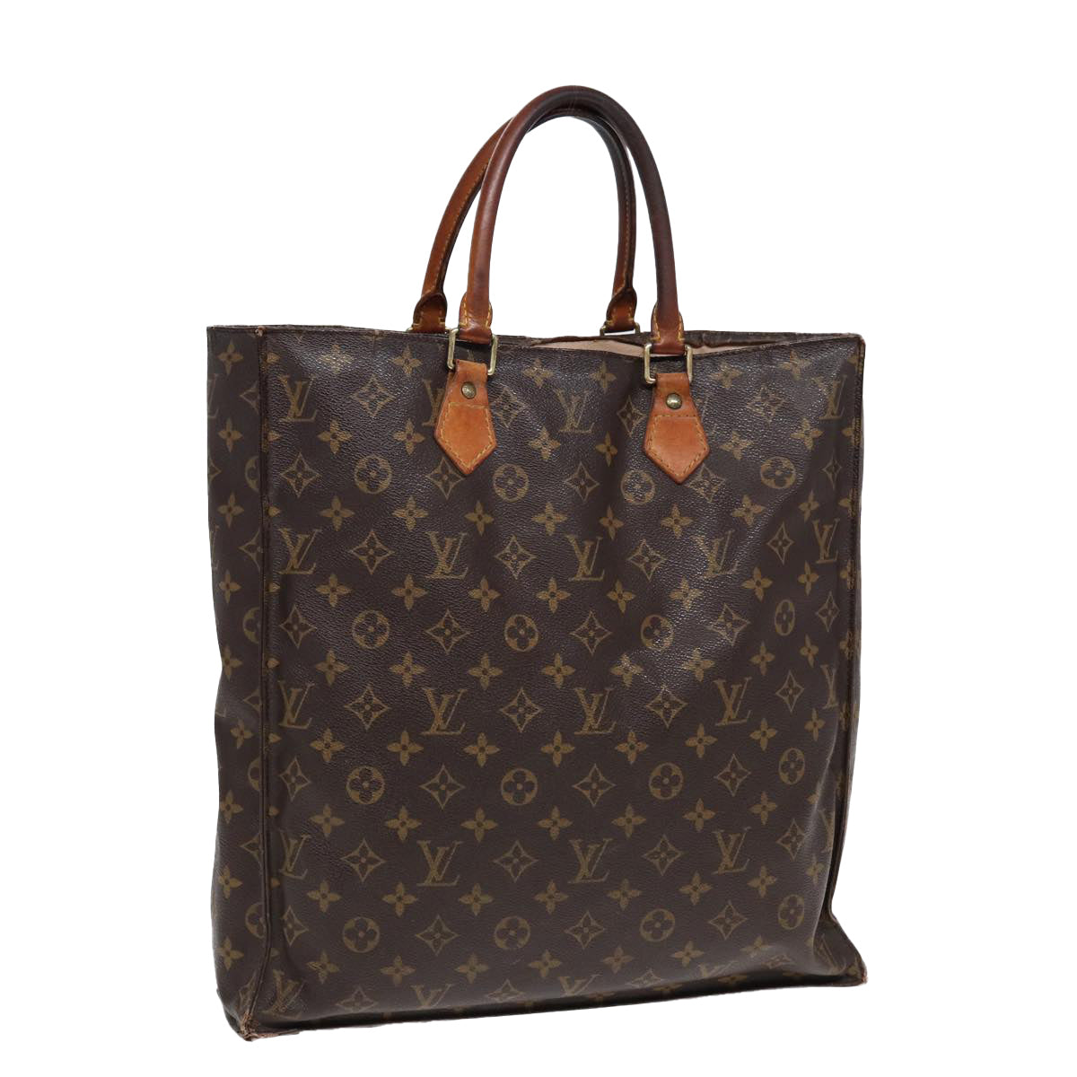 LOUIS VUITTON Monogram Sac Plat Hand Bag M51140 LV Auth 84959