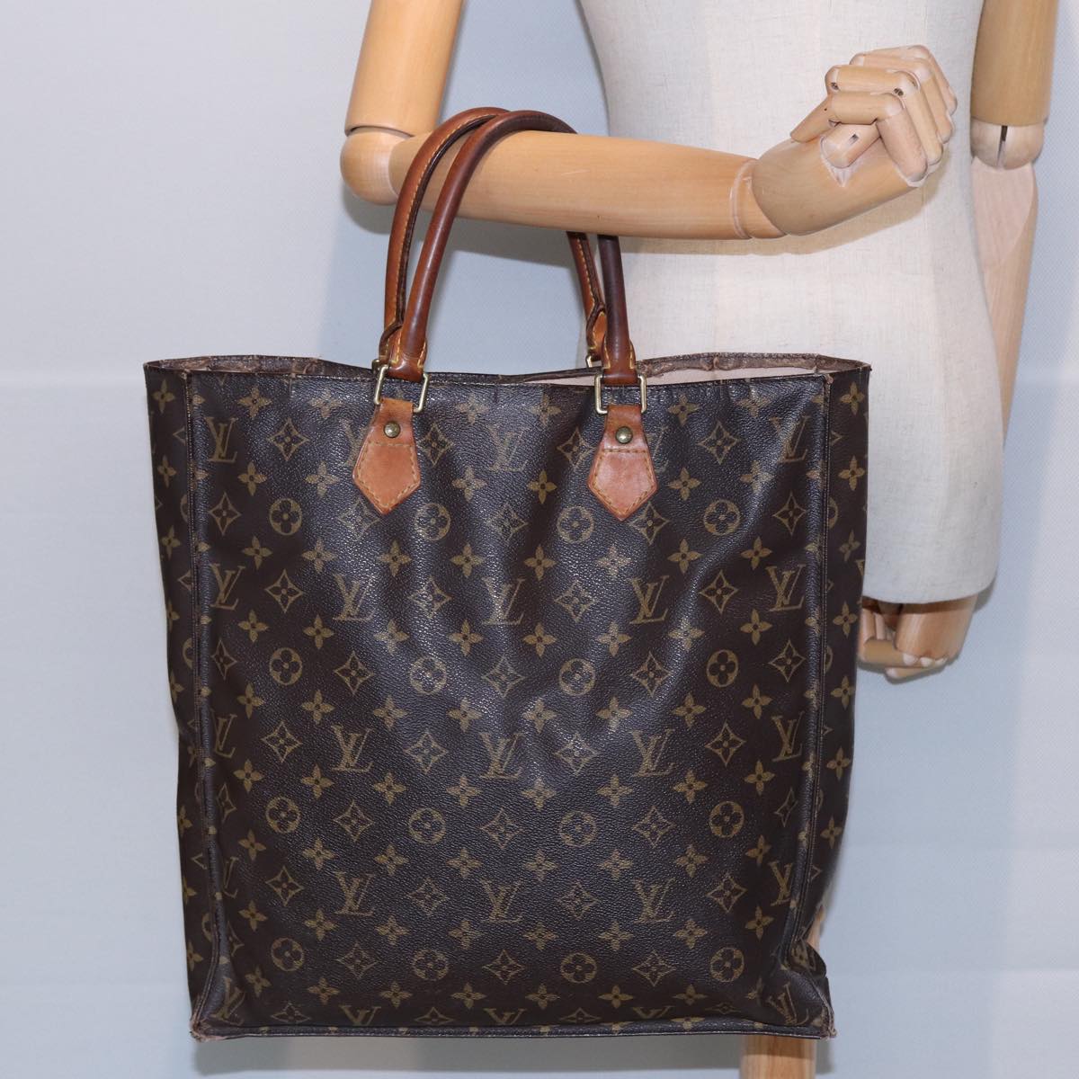 LOUIS VUITTON Monogram Sac Plat Hand Bag M51140 LV Auth 84959