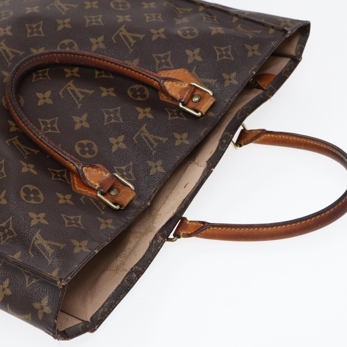 LOUIS VUITTON Monogram Sac Plat Hand Bag M51140 LV Auth 84959