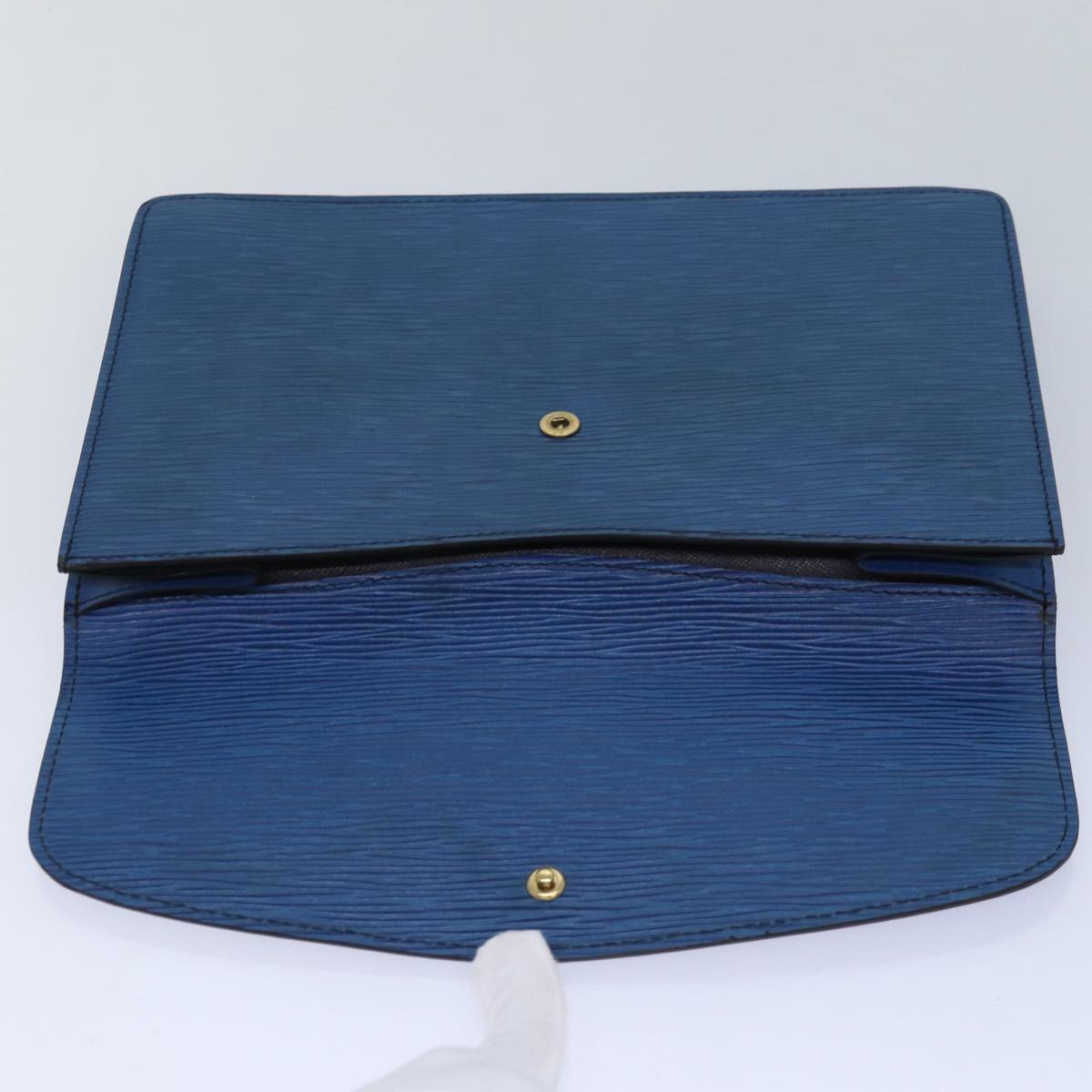 LOUIS VUITTON Epi Montaigne 27 Clutch Bag Blue M52655 LV Auth 84998