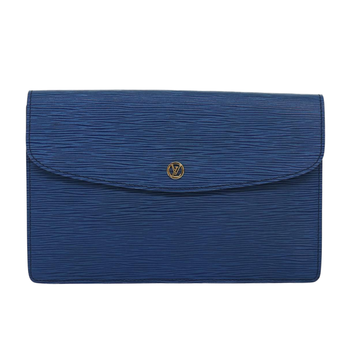 LOUIS VUITTON Epi Montaigne 27 Clutch Bag Blue M52655 LV Auth 84998