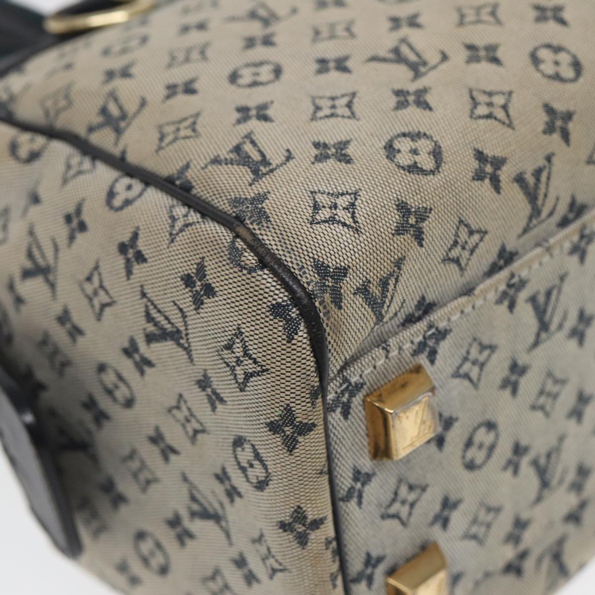 LOUIS VUITTON Monogram Mini Josephine PM Hand Bag Blue M92049 LV Auth 85001