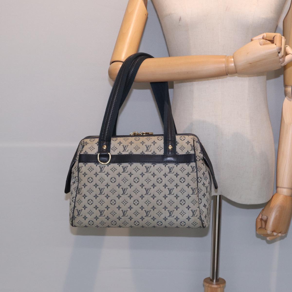 LOUIS VUITTON Monogram Mini Josephine PM Hand Bag Blue M92049 LV Auth 85001