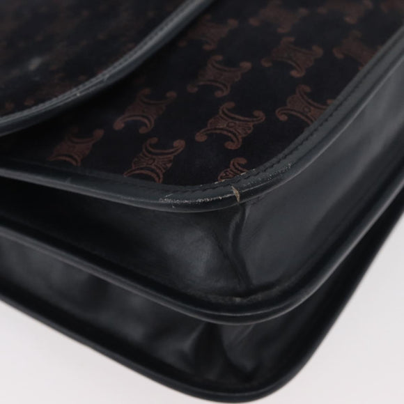 CELINE Macadam Canvas Shoulder Bag Black Auth 85006
