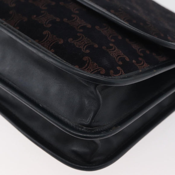 CELINE Macadam Canvas Shoulder Bag Black Auth 85006
