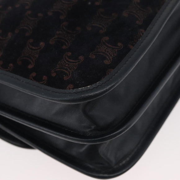 CELINE Macadam Canvas Shoulder Bag Black Auth 85006