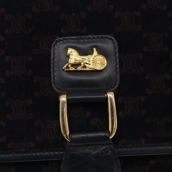 CELINE Macadam Canvas Shoulder Bag Black Auth 85006