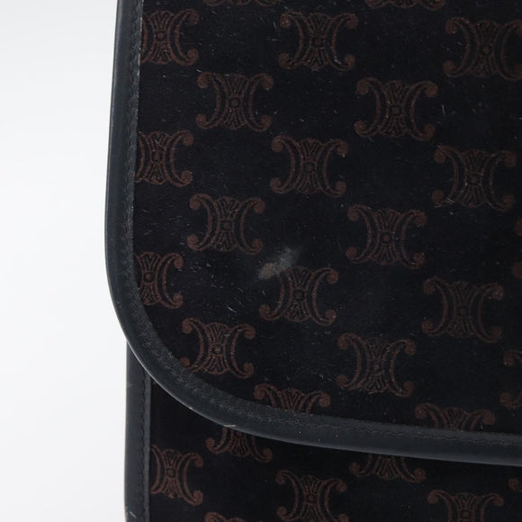 CELINE Macadam Canvas Shoulder Bag Black Auth 85006