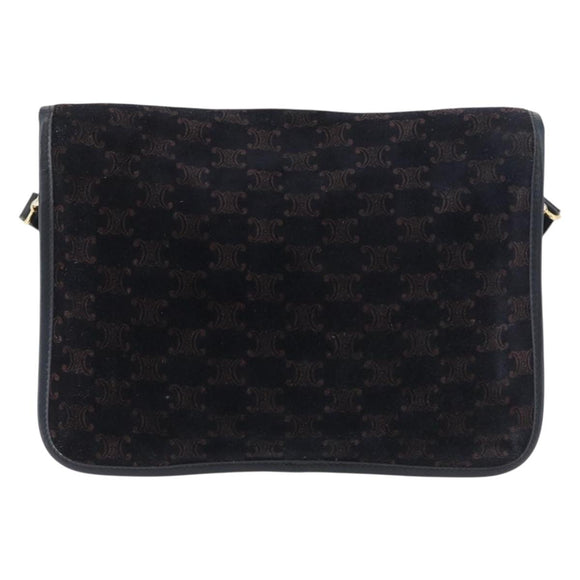 CELINE Macadam Canvas Shoulder Bag Black Auth 85006