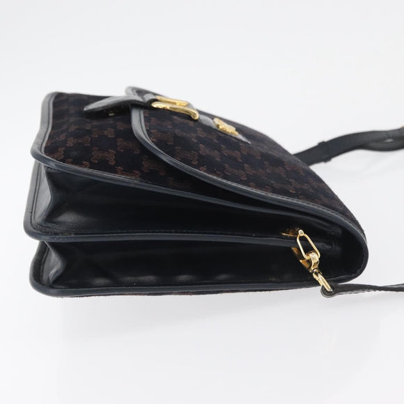 CELINE Macadam Canvas Shoulder Bag Black Auth 85006