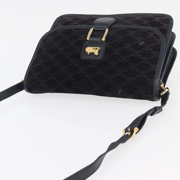 CELINE Macadam Canvas Shoulder Bag Black Auth 85006
