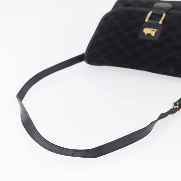 CELINE Macadam Canvas Shoulder Bag Black Auth 85006