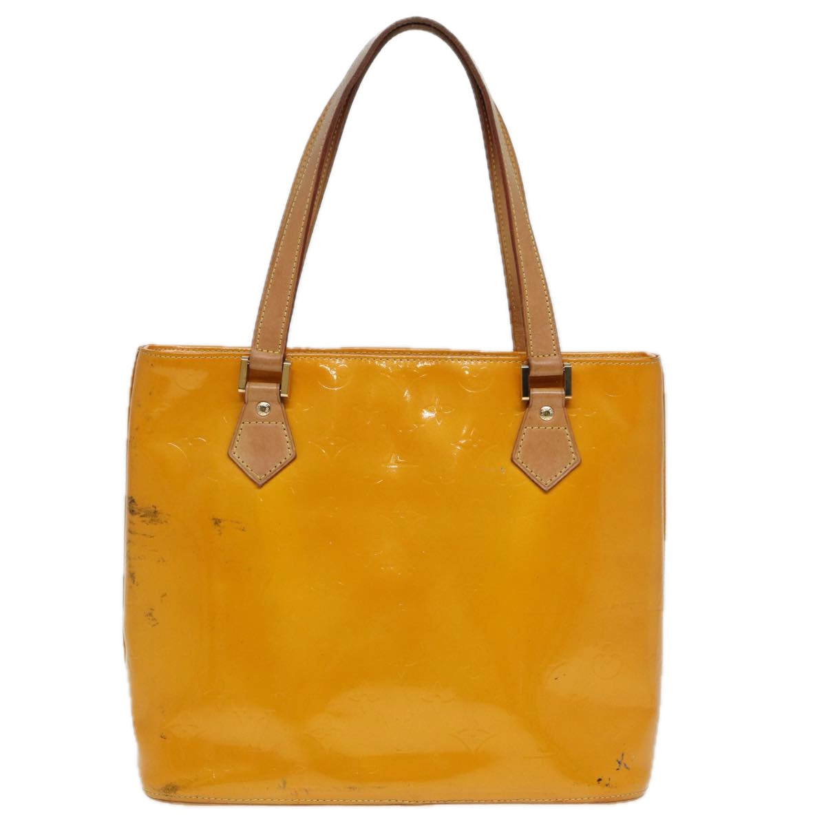 LOUIS VUITTON Monogram Vernis Houston Hand Bag Jaune M91121 LV Auth 85018