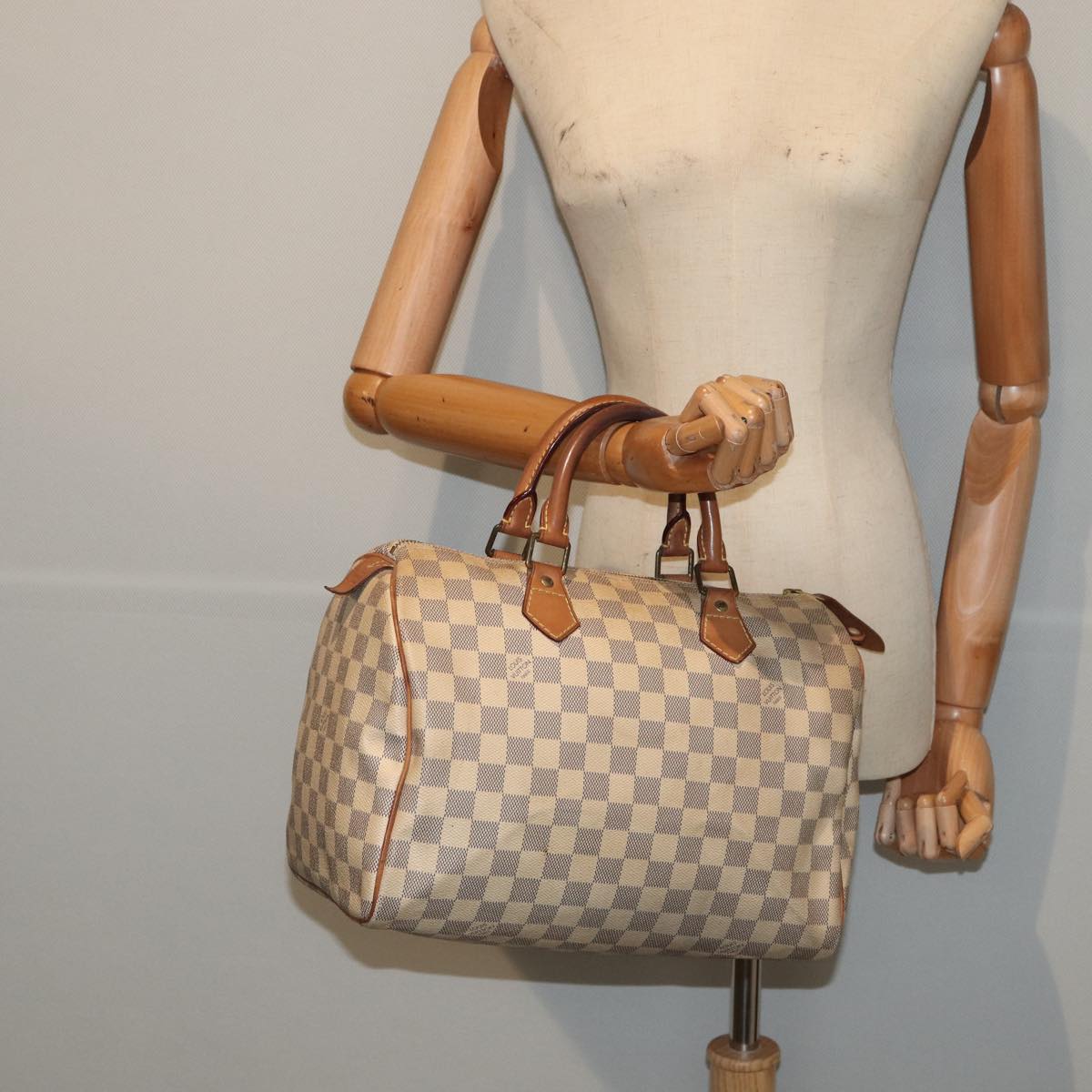 LOUIS VUITTON Damier Azur Speedy 30 Hand Bag N41533 LV Auth 85042