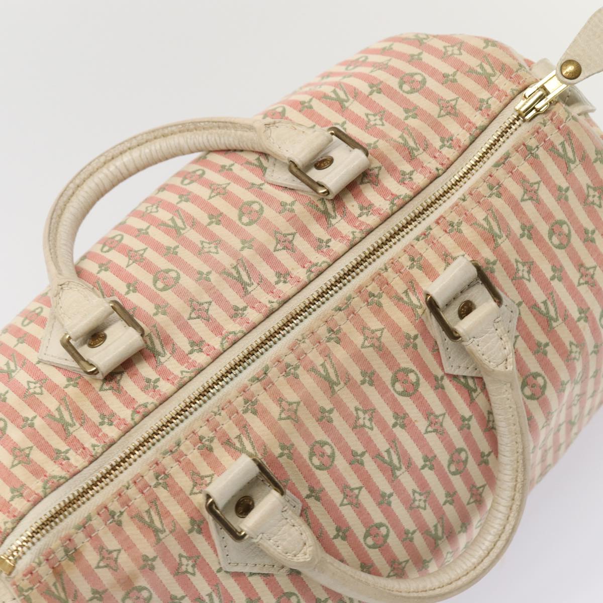 LOUIS VUITTON Monogram Mini Lin Croisette Speedy 30 Bag Pink M95501 Auth 85047