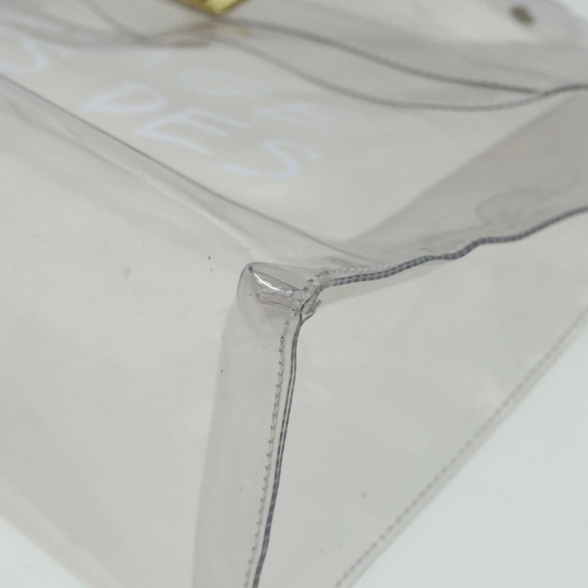 HERMES Vinyl Kelly Hand Bag Vinyl Clear Auth 85058