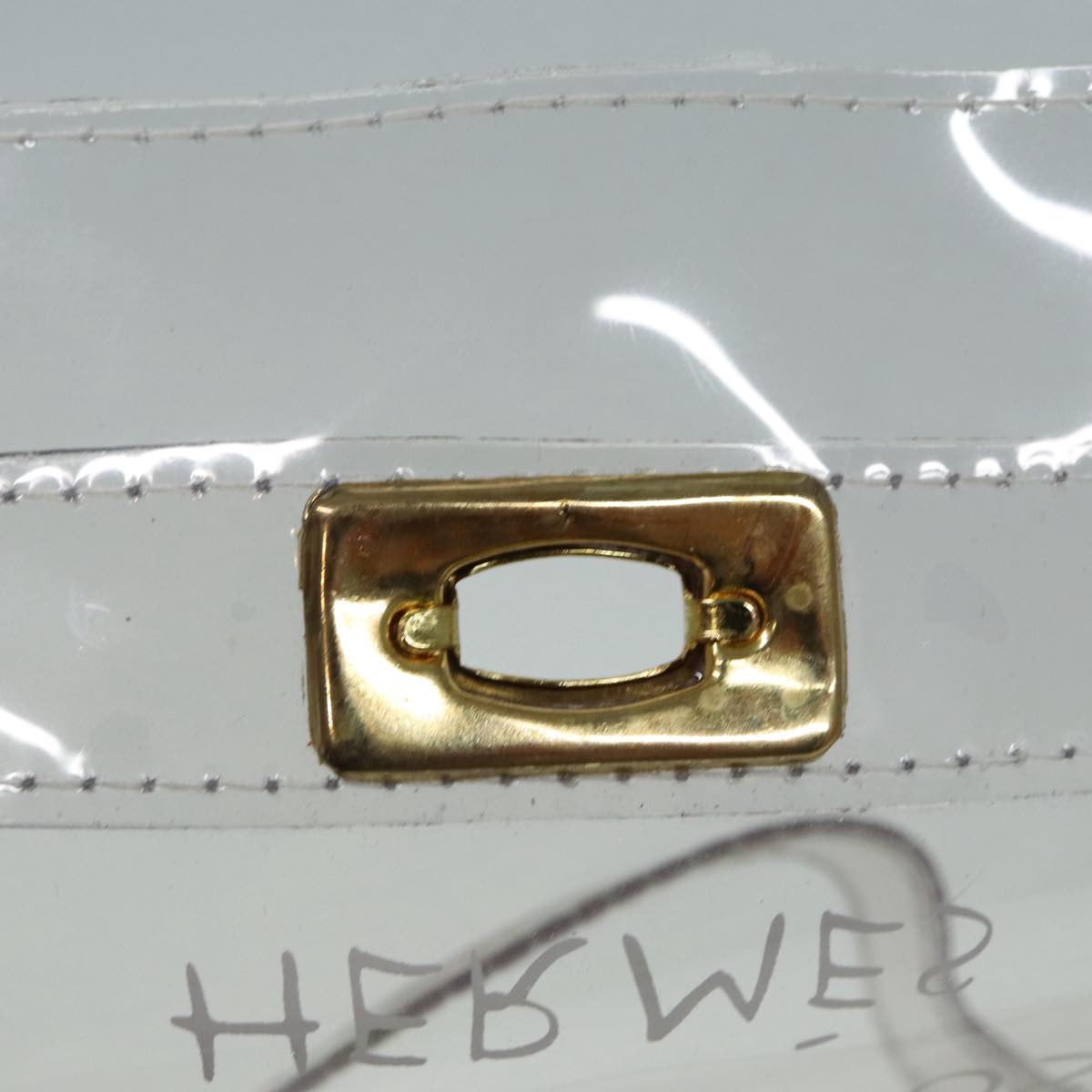 HERMES Vinyl Kelly Hand Bag Vinyl Clear Auth 85058