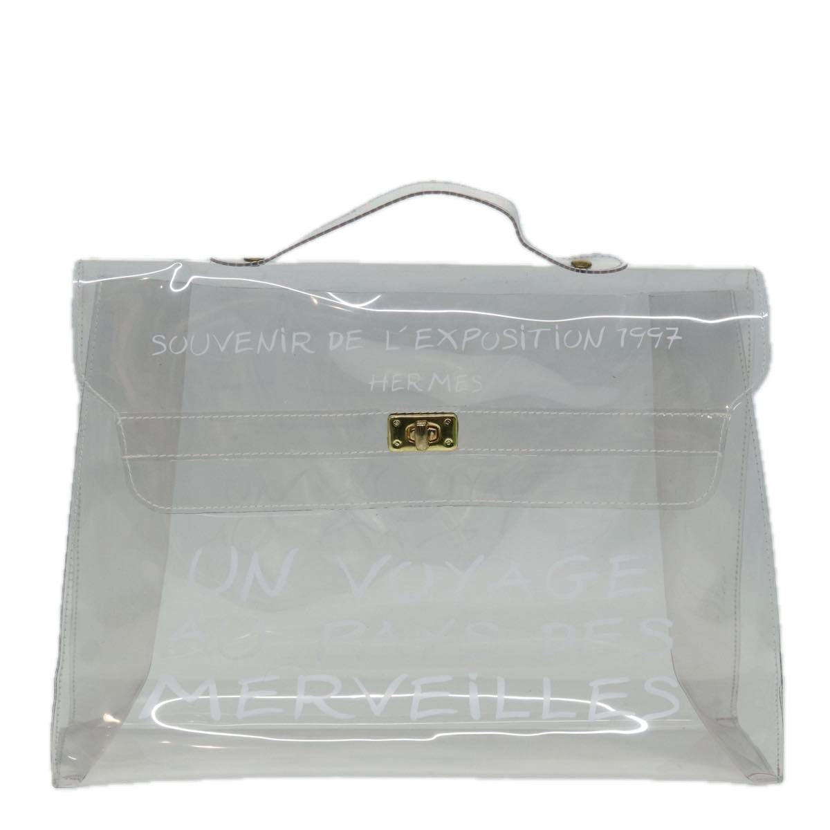 HERMES Vinyl Kelly Hand Bag Vinyl Clear Auth 85058 - 0