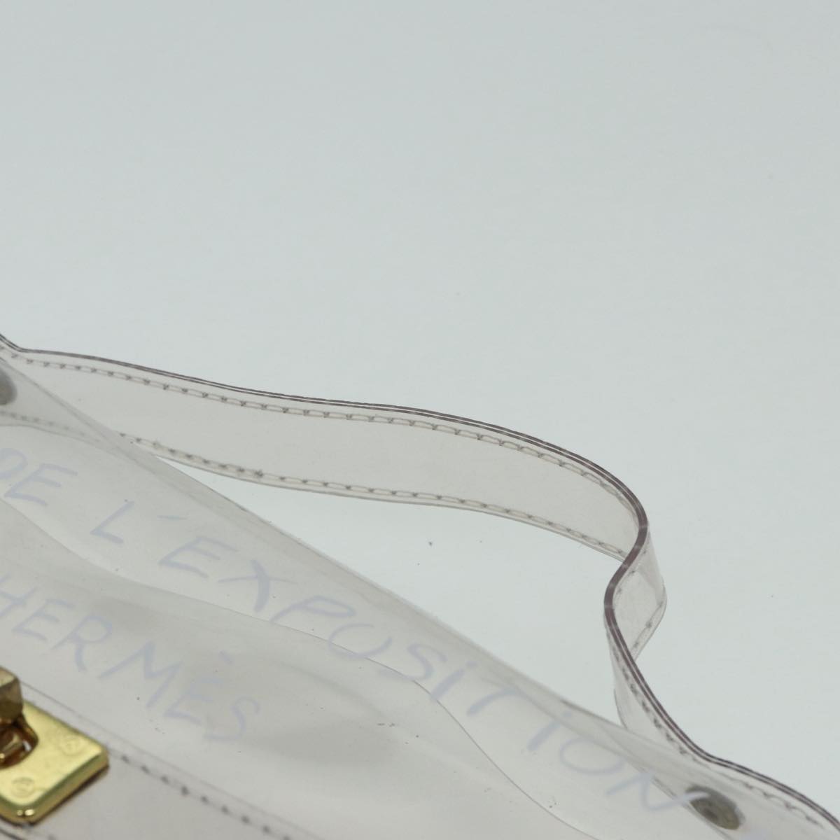 HERMES Vinyl Kelly Hand Bag Vinyl Clear Auth 85058