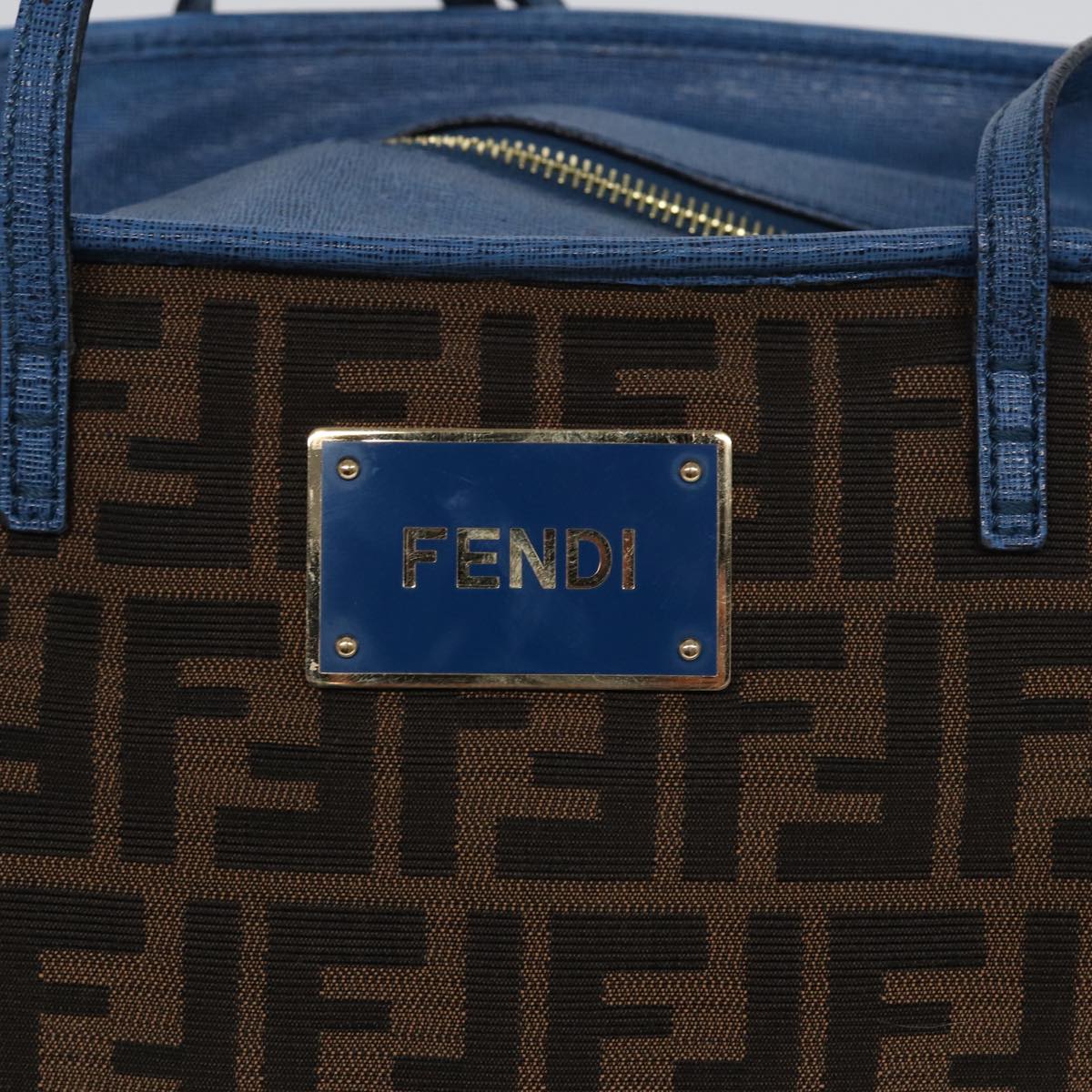 FENDI Zucca Canvas Tote Bag Brown Black Auth 85059