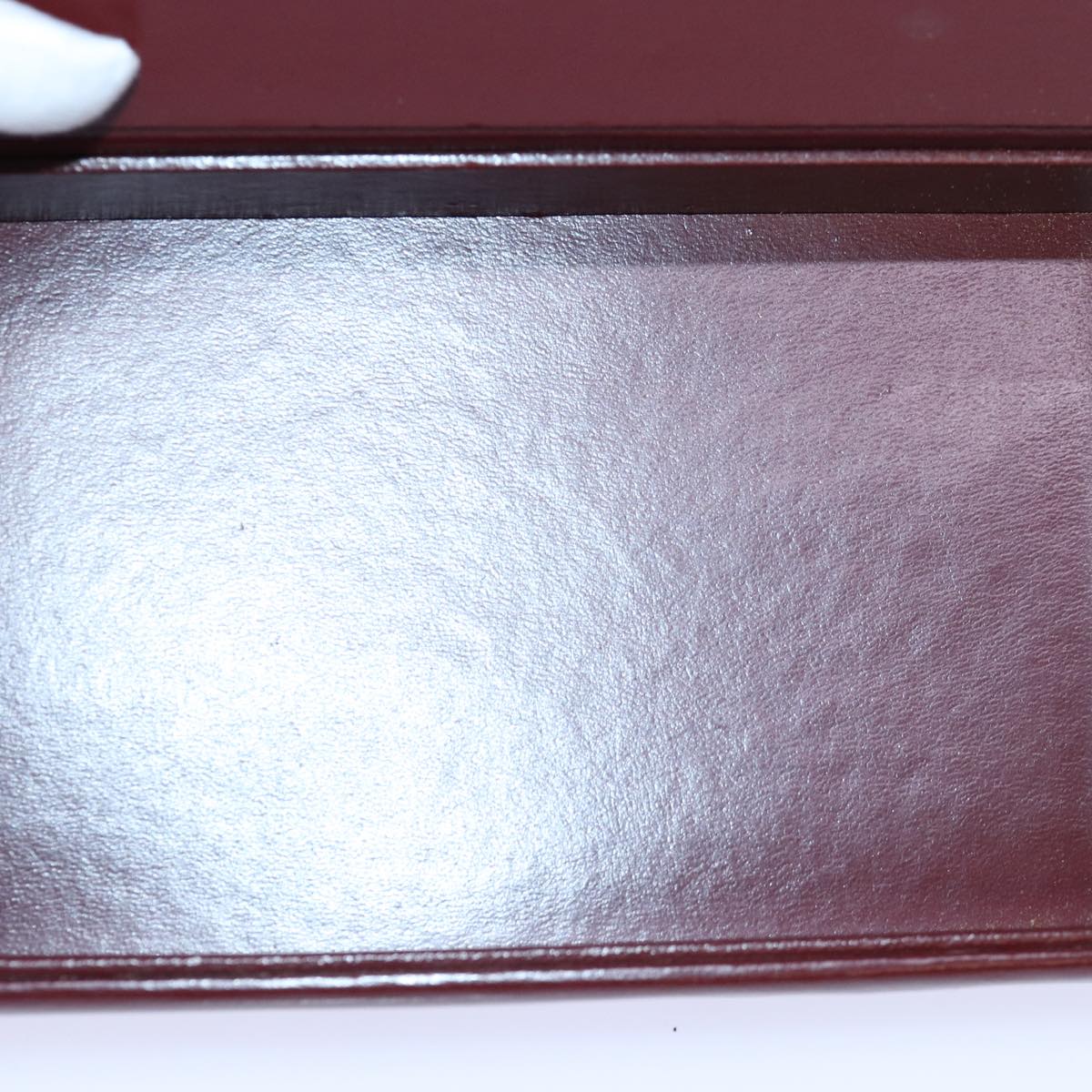 CARTIER Must Line Cosmetic Box Cosmetic Pouch Leather Bordeaux Auth 85060