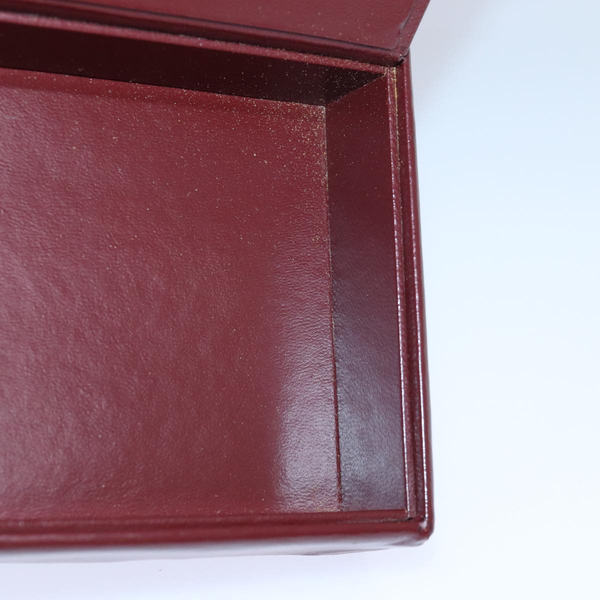 CARTIER Must Line Cosmetic Box Cosmetic Pouch Leather Bordeaux Auth 85060