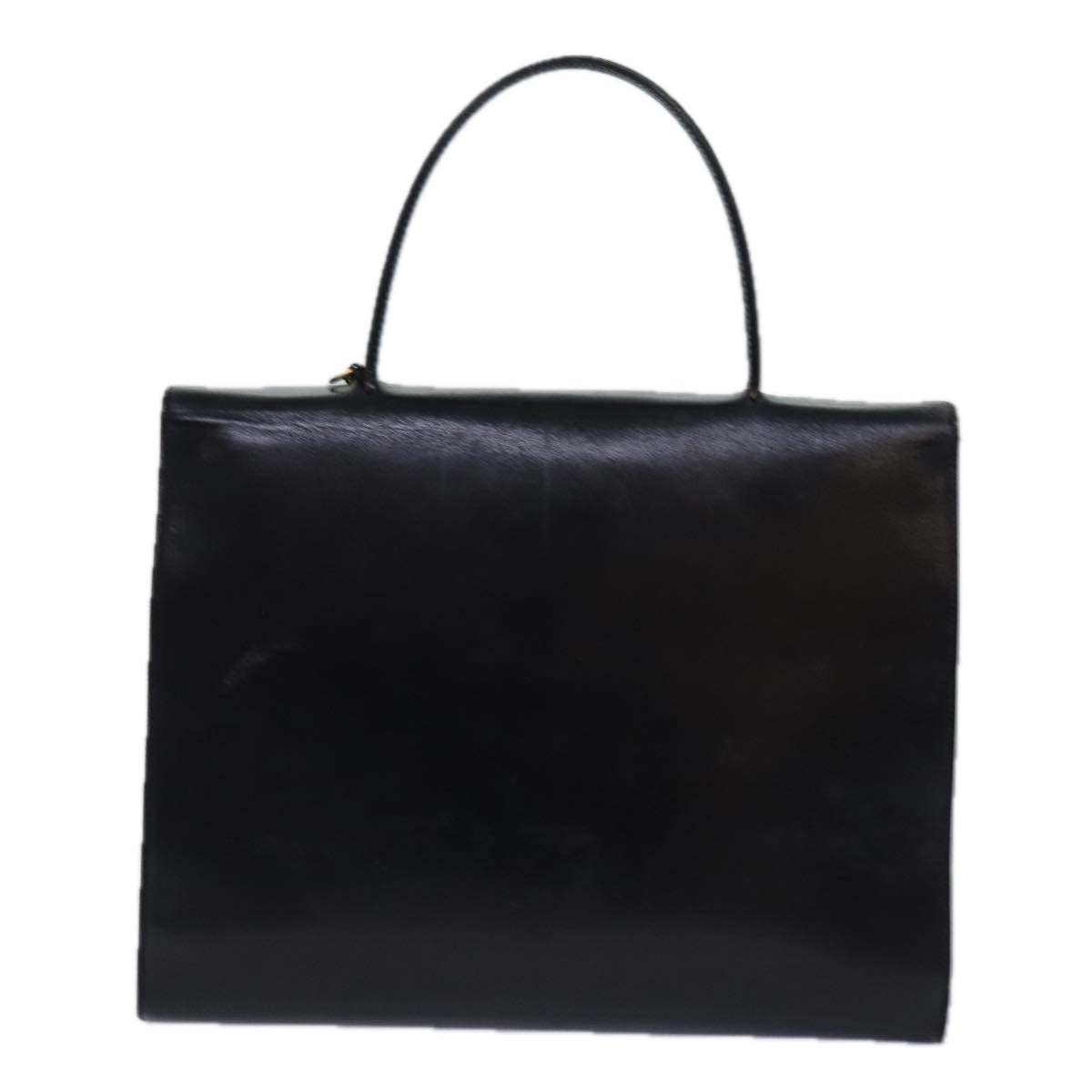 CELINE Hand Bag Leather Black Gold Auth 85104 - 0