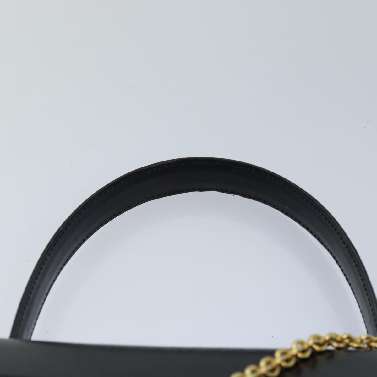 CELINE Hand Bag Leather Black Gold Auth 85104