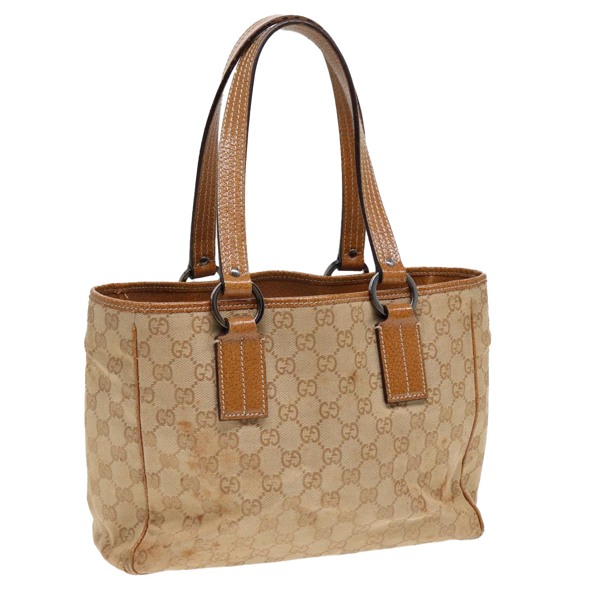 GUCCI GG Canvas Tote Bag Beige 113019 3444 Auth 85129