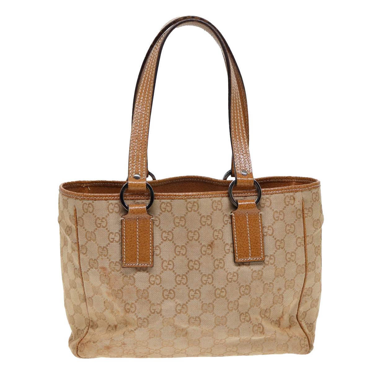 GUCCI GG Canvas Tote Bag Beige 113019 3444 Auth 85129