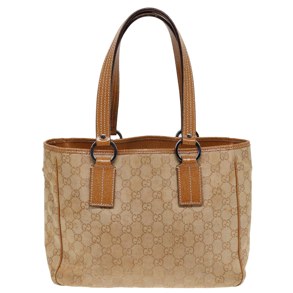 GUCCI GG Canvas Tote Bag Beige 113019 3444 Auth 85129