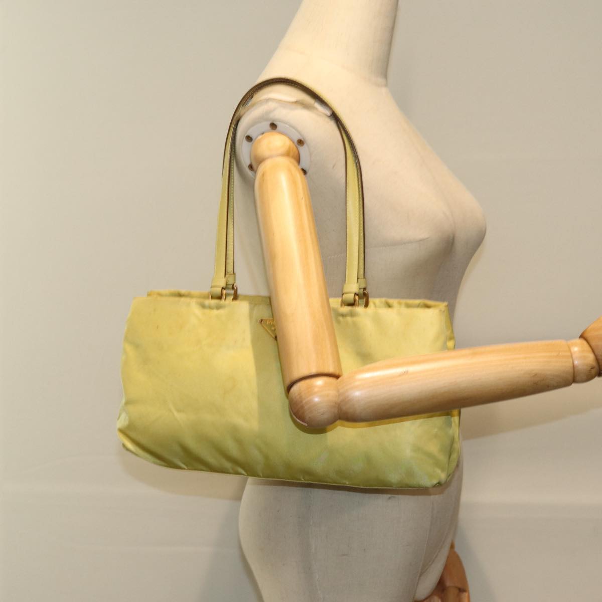 PRADA Tote Bag Nylon Yellow Auth 85134