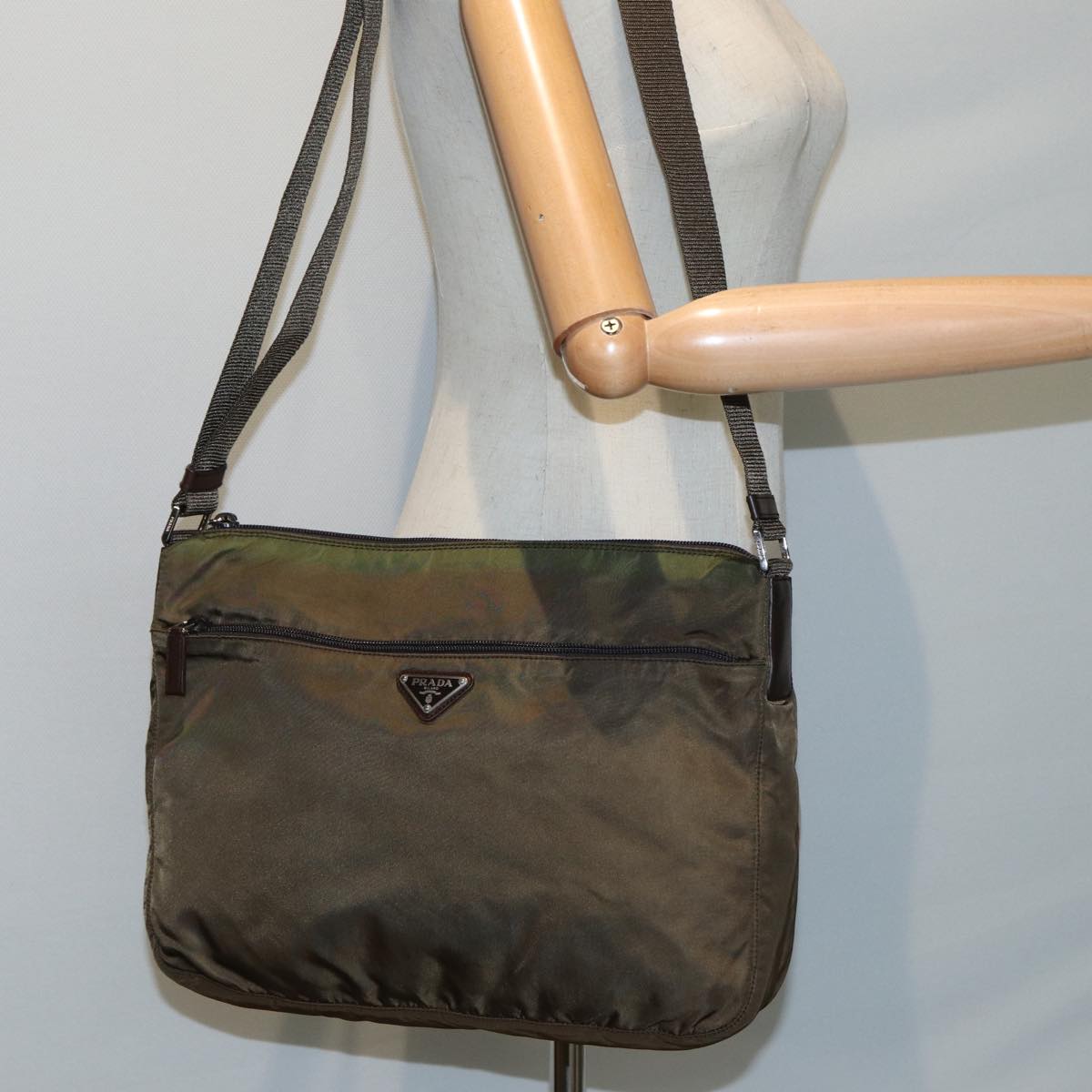 PRADA Shoulder Bag Nylon Brown Auth 85135