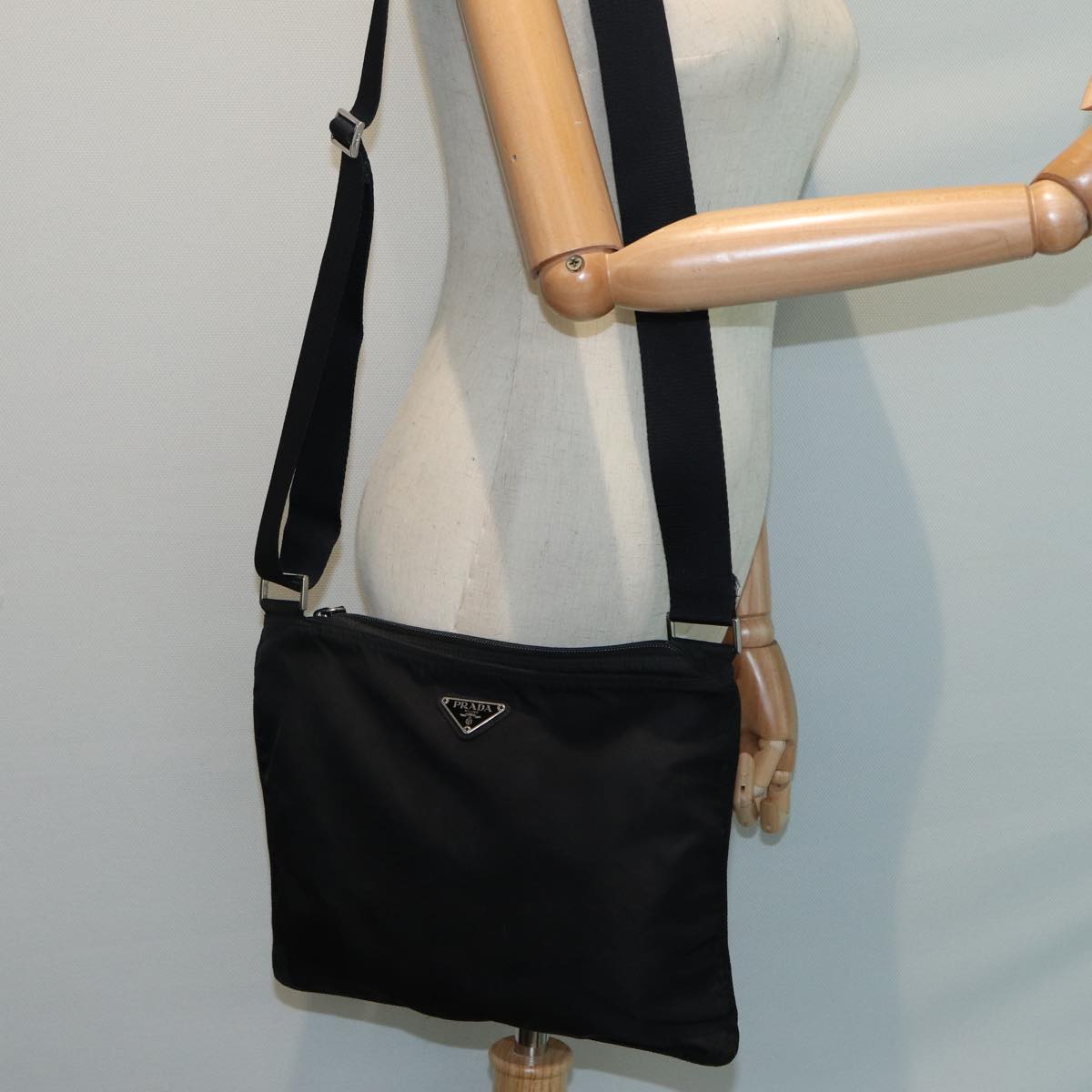 PRADA Shoulder Bag Nylon Black Auth 85138