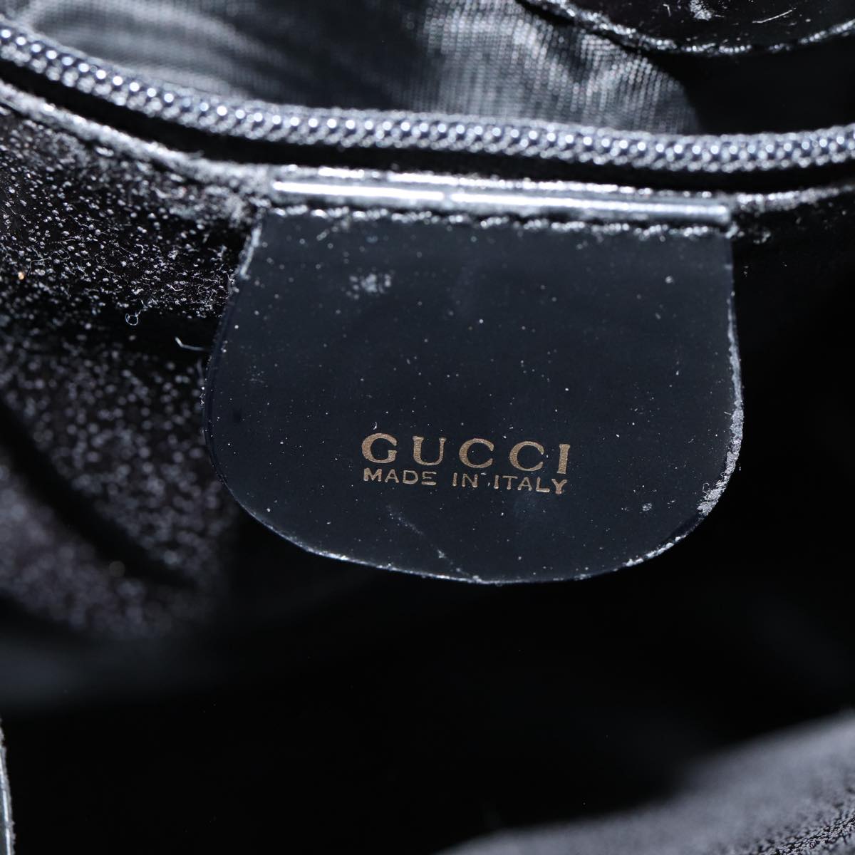 GUCCI Shoulder Bag Patent leather Black Gold 003 3444 0027 Auth 85163