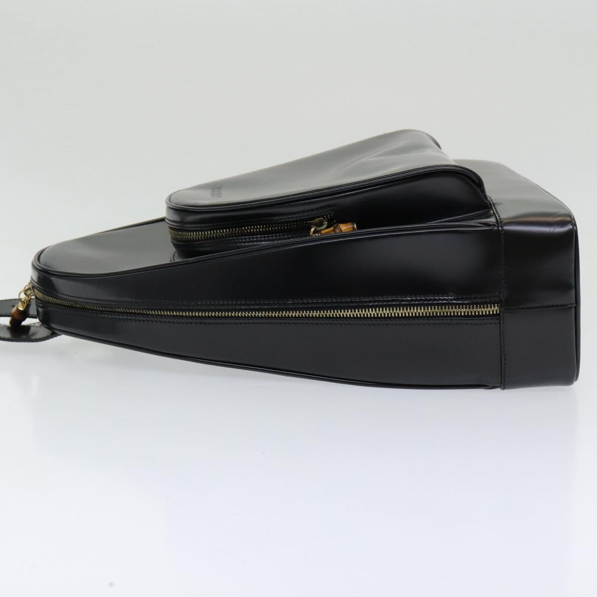 GUCCI Shoulder Bag Patent leather Black Gold 003 3444 0027 Auth 85163