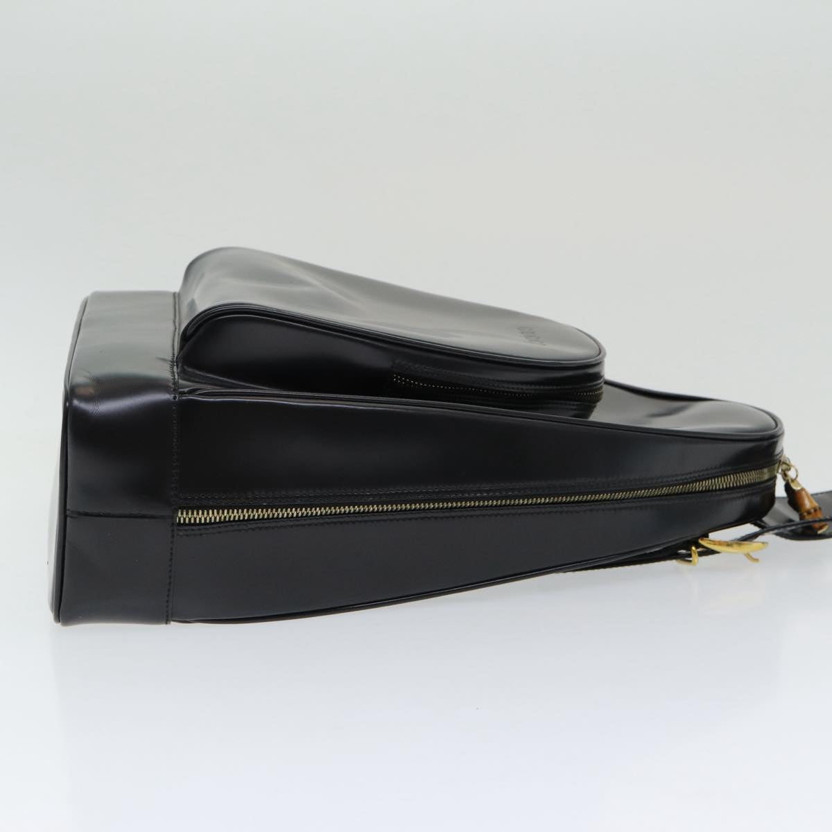 GUCCI Shoulder Bag Patent leather Black Gold 003 3444 0027 Auth 85163